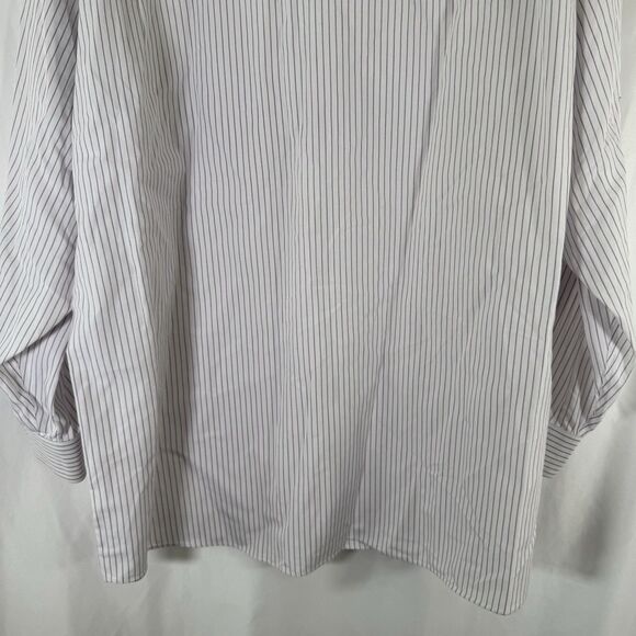Jos A Banks Traveler's Shirt Mens 17.5 34 White Purple Striped Button Up Long Sl - Picture 11 of 11